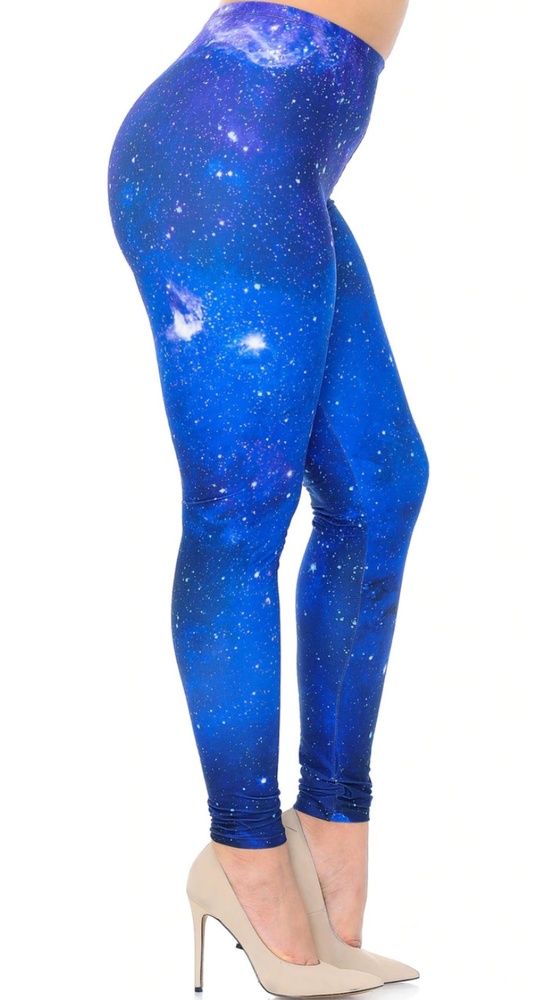 Blue Galaxy Plus Size Leggings One Size.